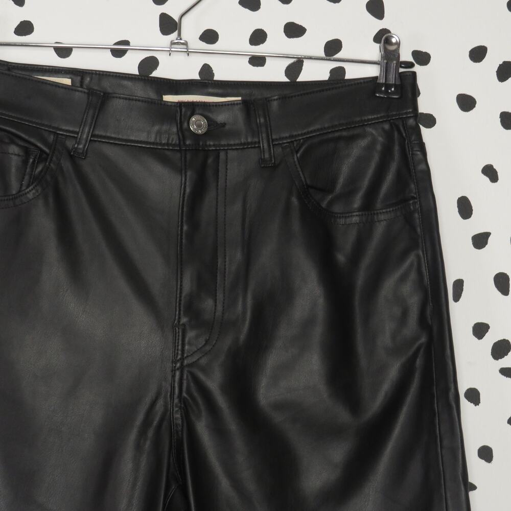 Levi’s Black Faux Leather Ribcage High Rise Straight Leg Pants - Picture 3 of 12